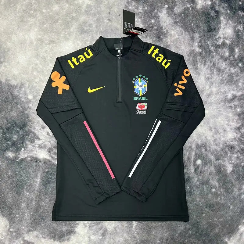 Pull Zippé Noire Brésil – Édition Drip Seleção