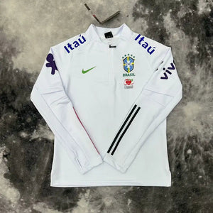 Visuel 1 — Pull Zippé Blanc Brésil – Édition Drip Seleção