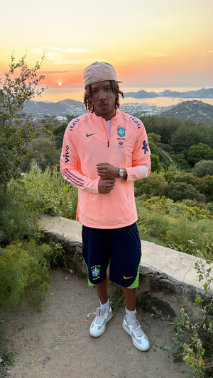 Visuel 2 — Pull Zippé Rose Saumon Brésil – Édition Drip Seleção