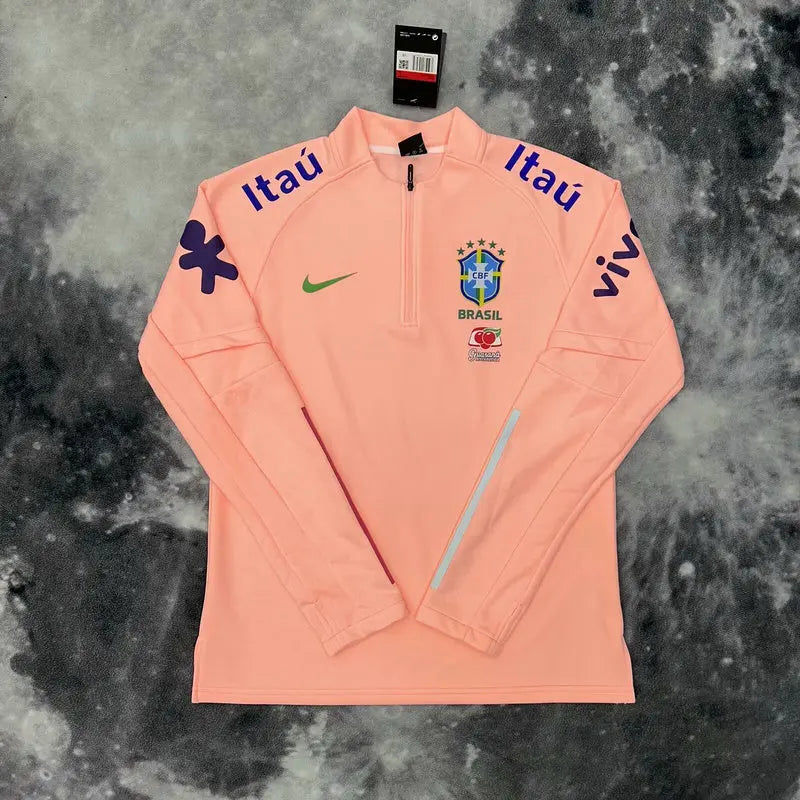 Pull Zippé Rose Saumon Brésil – Édition Drip Seleção