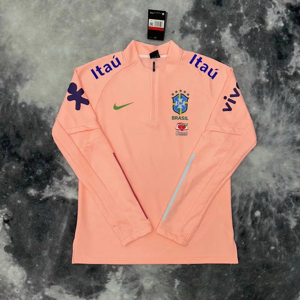 Pull Zippé Rose Saumon Brésil – Édition Drip Seleção